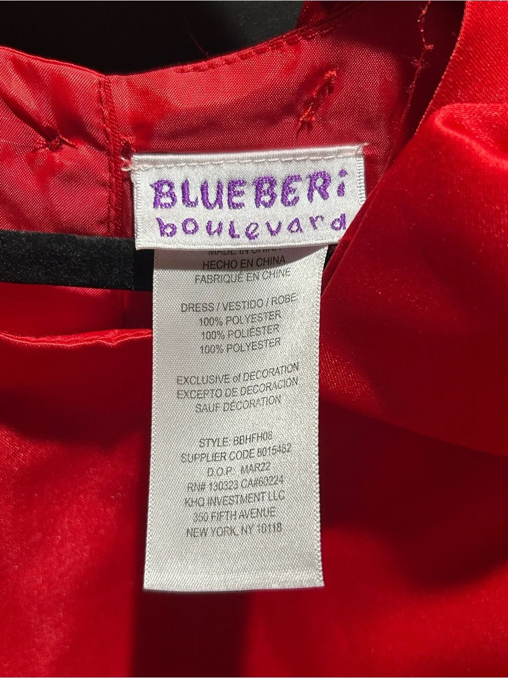 Blueberi Boulevard Red Satin & Tulle Bow-Shoulder Party Dress